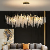 Elegant Wisteria Crystal Flower Branch Chandelier Gold G9 LED Ceiling Light Fixture