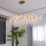 Elegant Wisteria Crystal Flower Branch Chandelier Gold G9 LED Ceiling Light Fixture