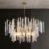Elegant Wisteria Crystal Flower Branch Chandelier Gold G9 LED Ceiling Light Fixture