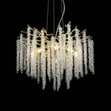 Elegant Wisteria Crystal Flower Branch Chandelier Gold G9 LED Ceiling Light Fixture