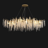 Elegant Wisteria Crystal Flower Branch Chandelier Gold G9 LED Ceiling Light Fixture