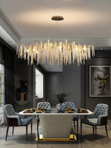 Elegant Wisteria Crystal Flower Branch Chandelier Gold G9 LED Ceiling Light Fixture