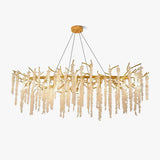 Elegant Wisteria Crystal Flower Branch Chandelier Gold G9 LED Ceiling Light Fixture