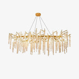 Elegant Wisteria Crystal Flower Branch Chandelier Gold G9 LED Ceiling Light Fixture