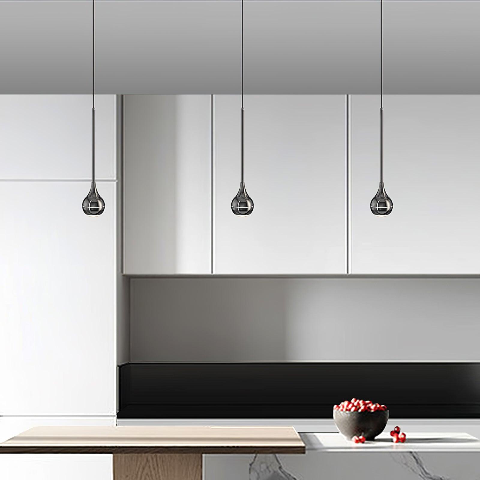 Elie Modern LED Droplight Pendant Lamp with Minimalist Black Aluminum and Acrylic Diffuser