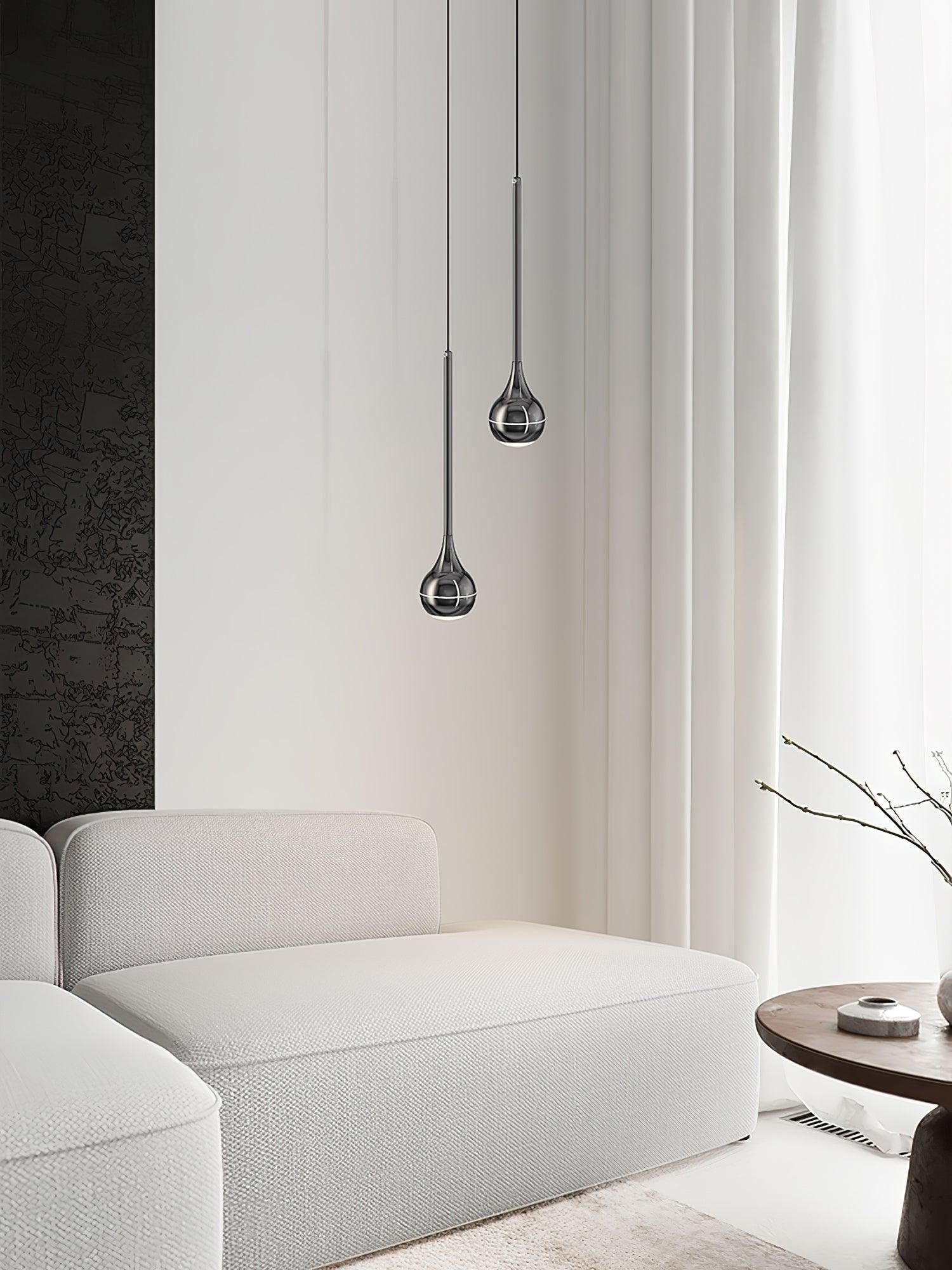 Elie Modern LED Droplight Pendant Lamp with Minimalist Black Aluminum and Acrylic Diffuser