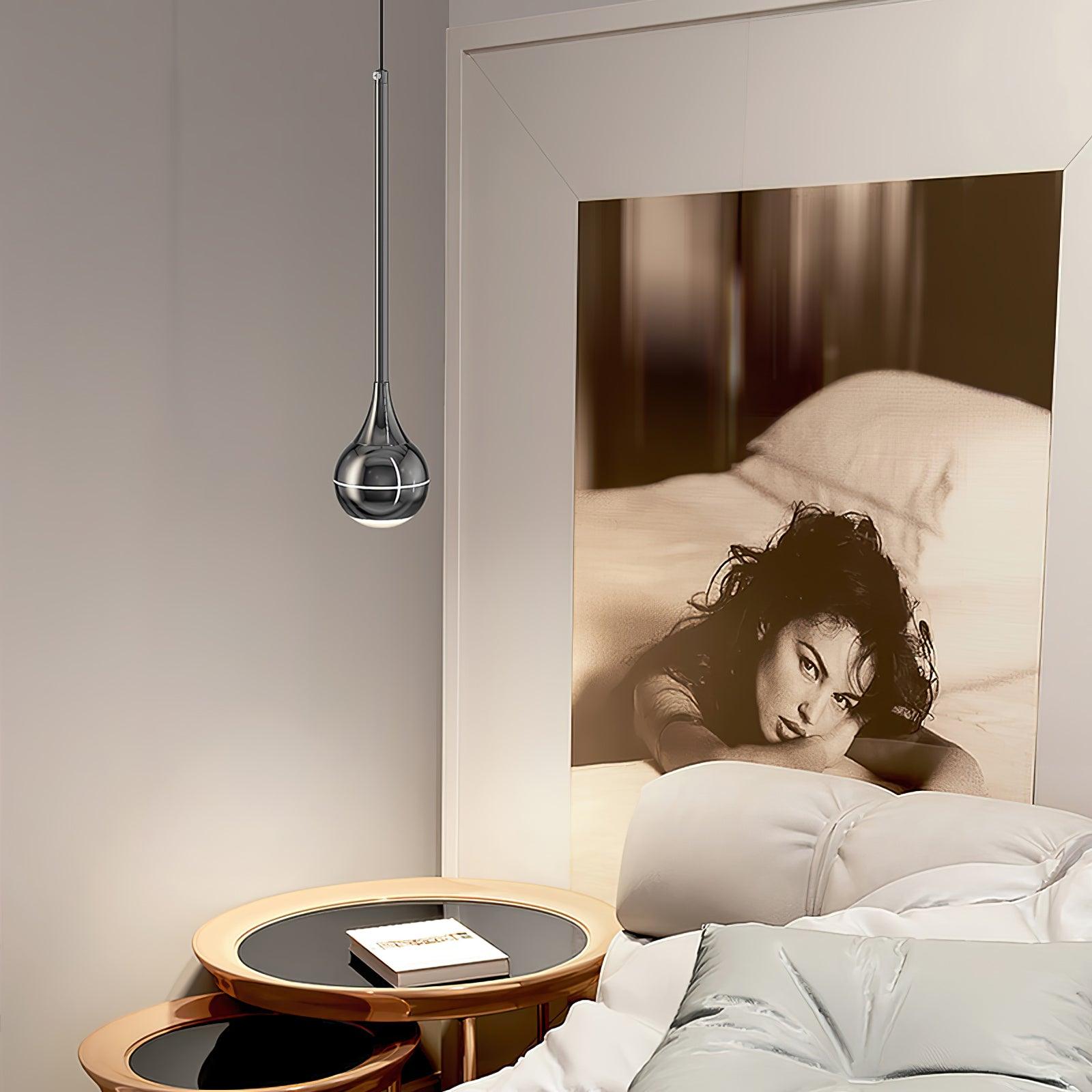 Elie Modern LED Droplight Pendant Lamp with Minimalist Black Aluminum and Acrylic Diffuser