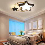 Modern 2 Star Shapes LED Flush Mount Ceiling Light Dimmable Nursery Lighting for Kids Bedroom