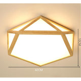 Geometric Rustic Bamboo LED Flush Mount Ceiling Light Modern Wood Indoor Fixture