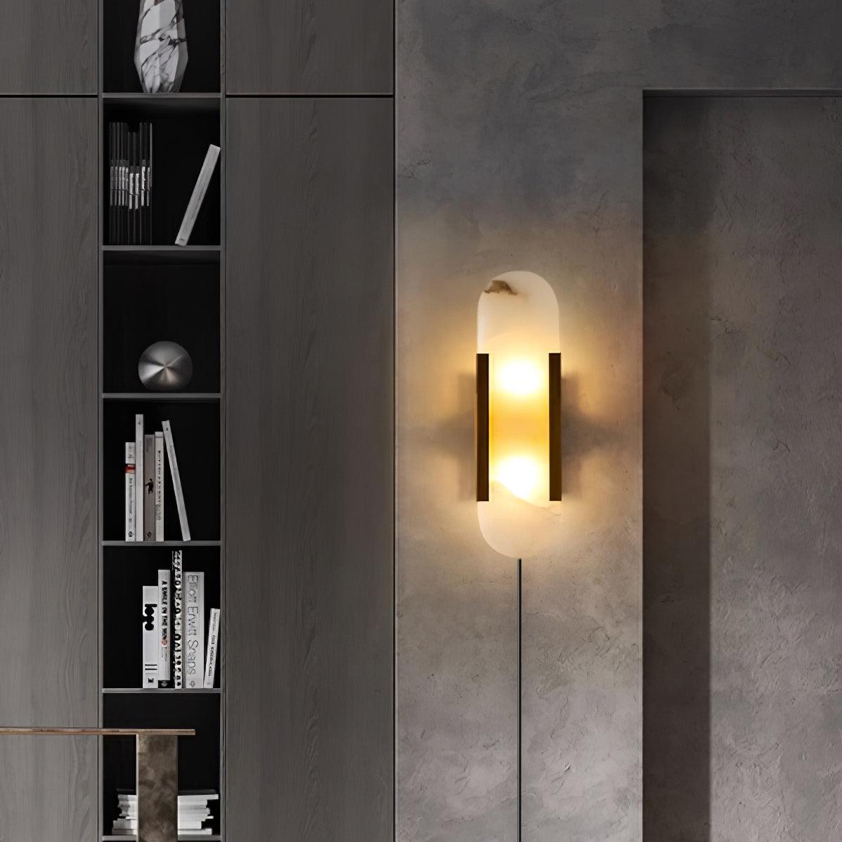 Elongated Alabaster Wall Sconce Plug In Bracket Light for Modern Home Decor