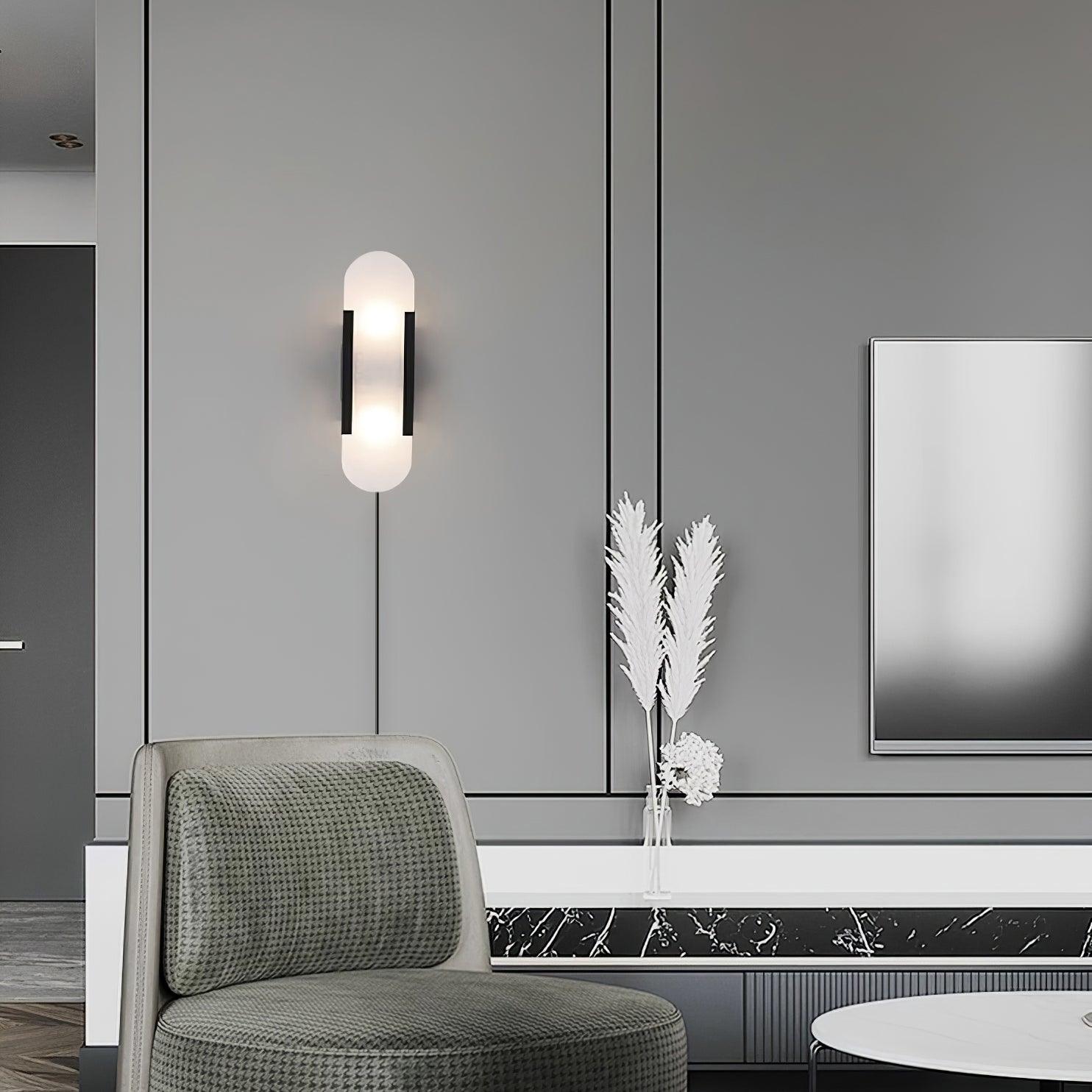 Elongated Alabaster Wall Sconce Plug In Bracket Light for Modern Home Decor