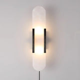 Elongated Alabaster Wall Sconce Plug In Bracket Light for Modern Home Decor