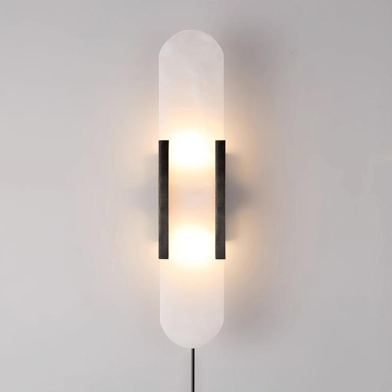 Elongated Alabaster Wall Sconce Plug In Bracket Light for Modern Home Decor