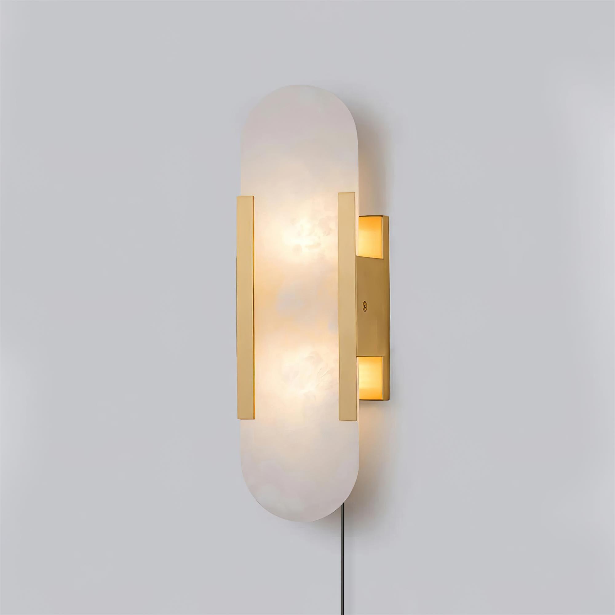 Elongated Alabaster Wall Sconce Plug In Bracket Light for Modern Home Decor