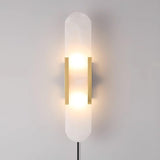 Elongated Alabaster Wall Sconce Plug In Bracket Light for Modern Home Decor