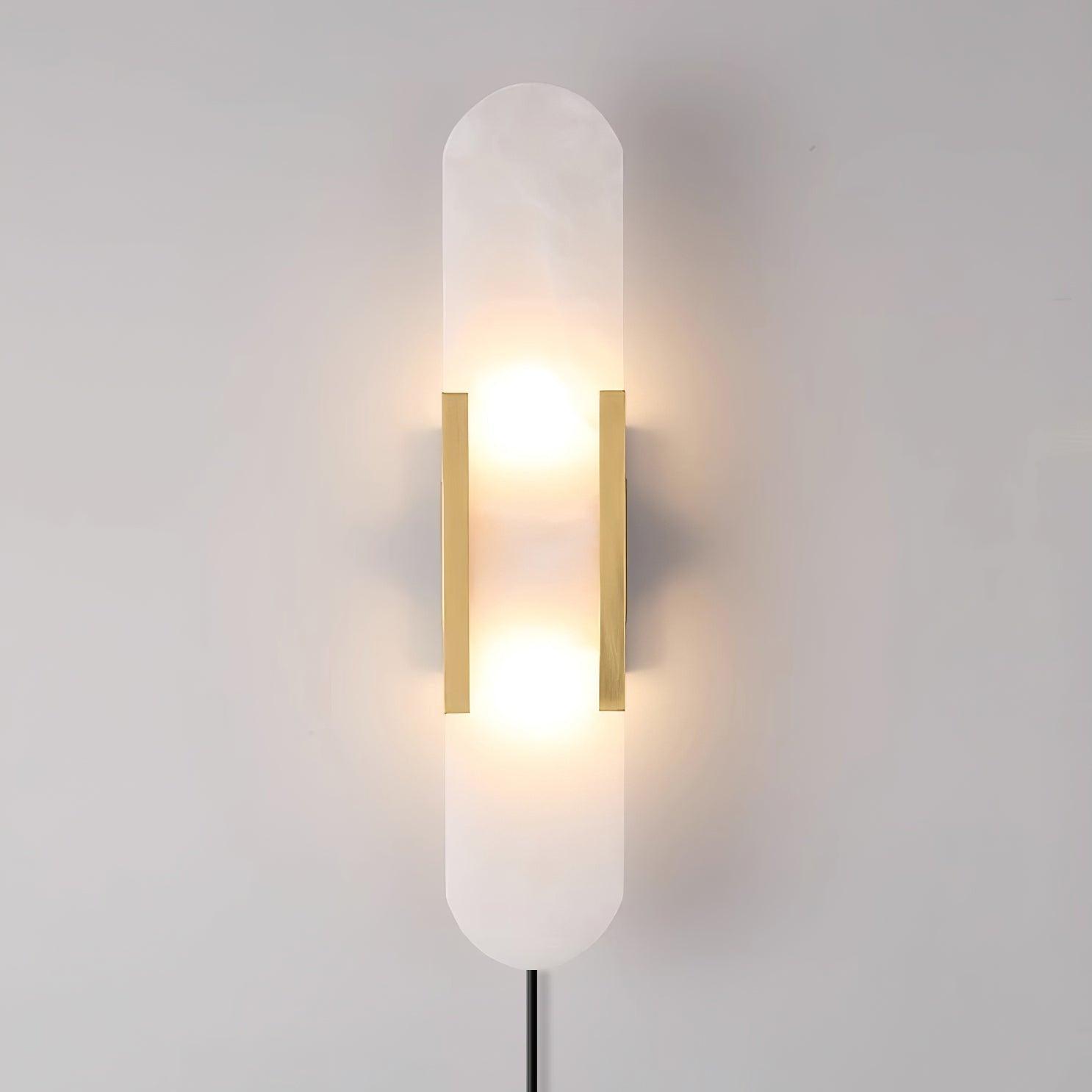 Elongated Alabaster Wall Sconce Plug In Bracket Light for Modern Home Decor