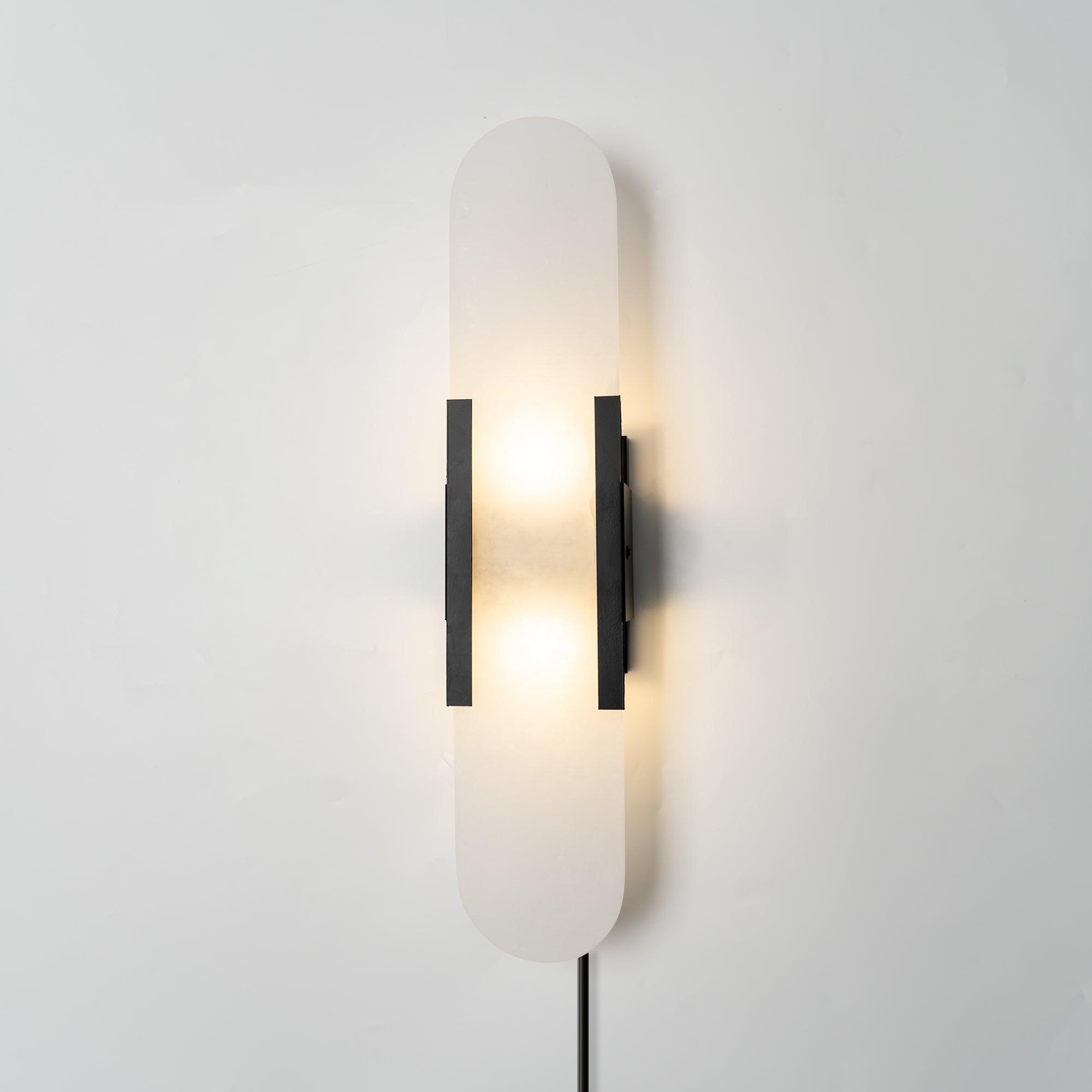 Elongated Alabaster Wall Sconce Plug In Bracket Light for Modern Home Decor