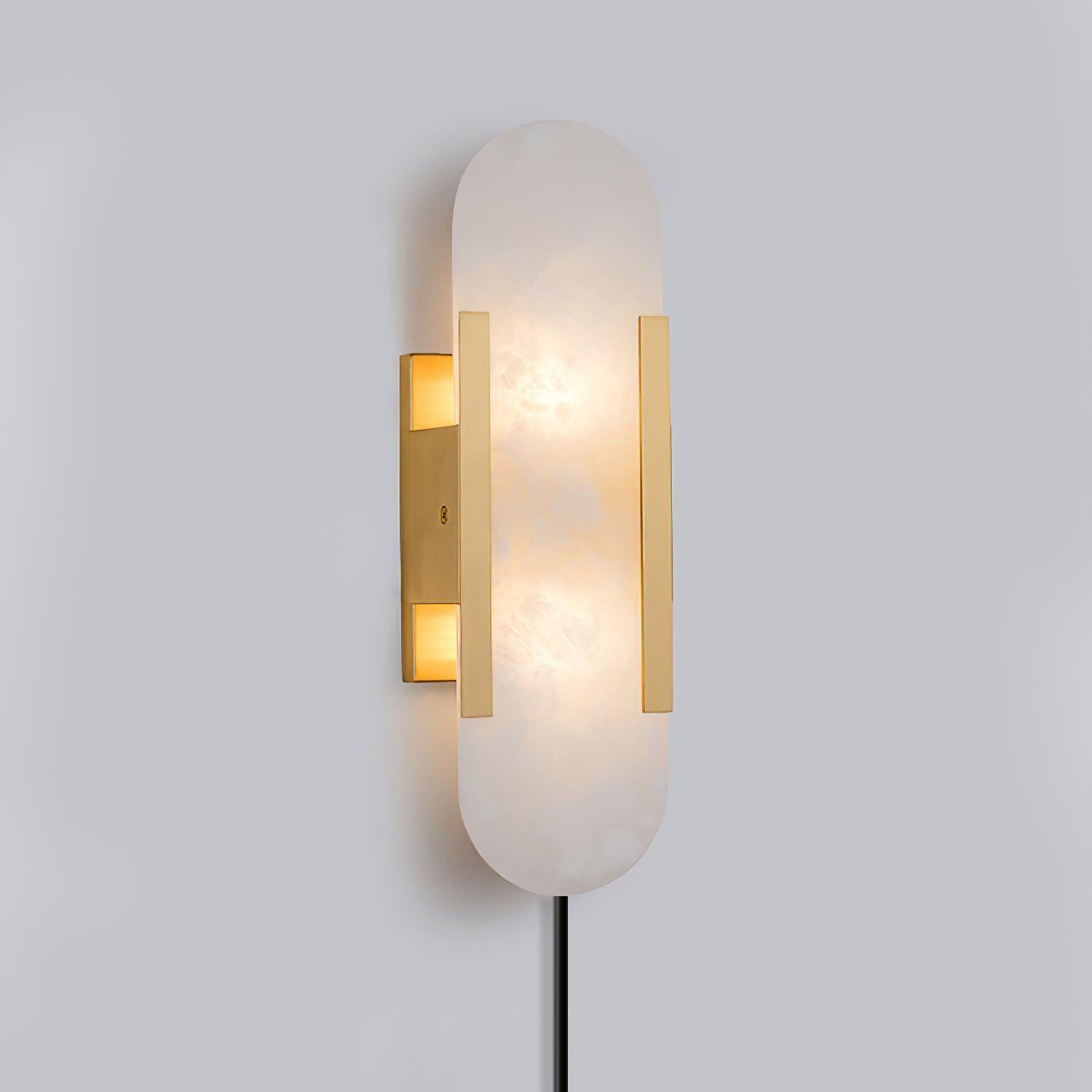 Elongated Alabaster Wall Sconce Plug In Bracket Light for Modern Home Decor
