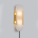 Elongated Alabaster Wall Sconce Plug In Bracket Light for Modern Home Decor