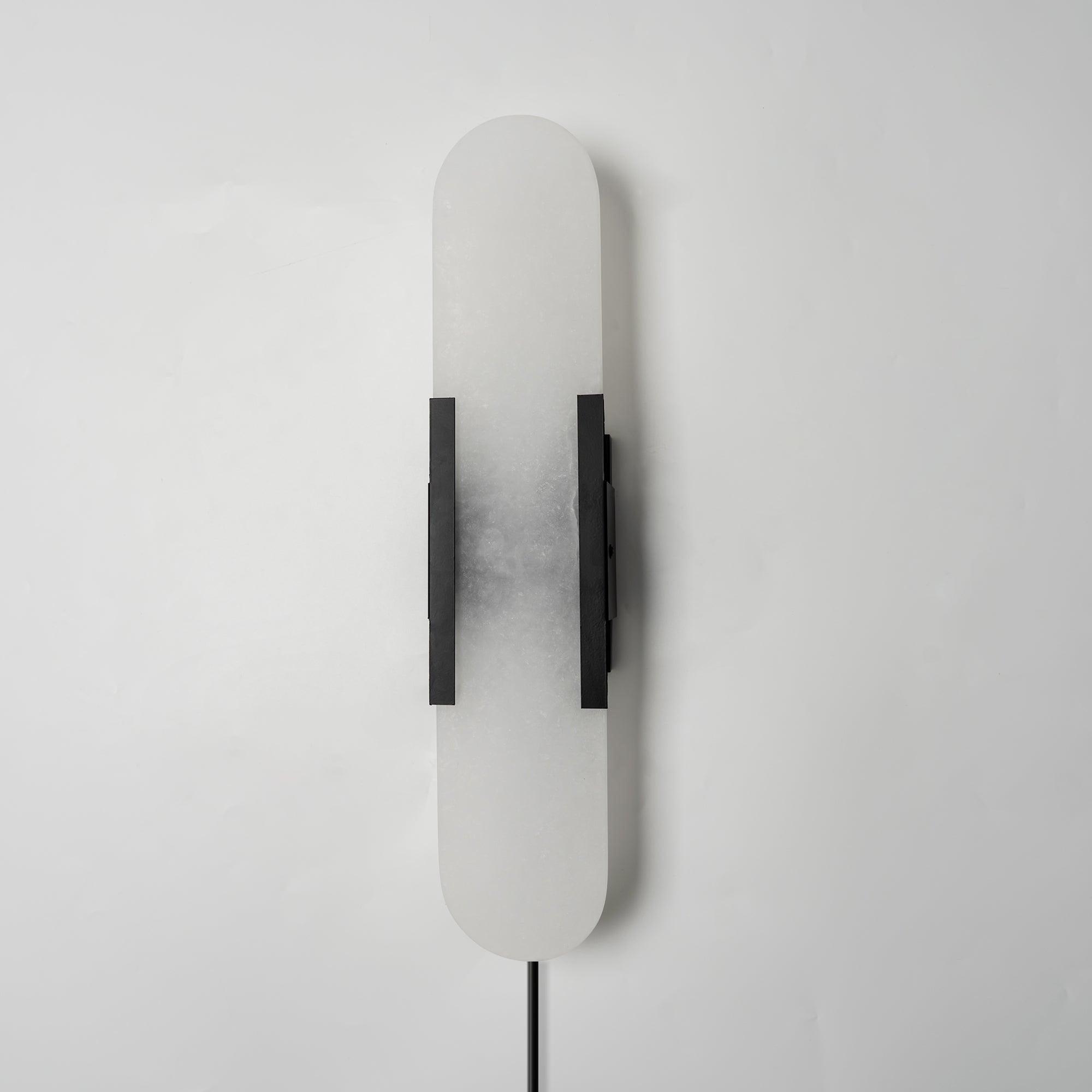 Elongated Alabaster Wall Sconce Plug In Bracket Light for Modern Home Decor