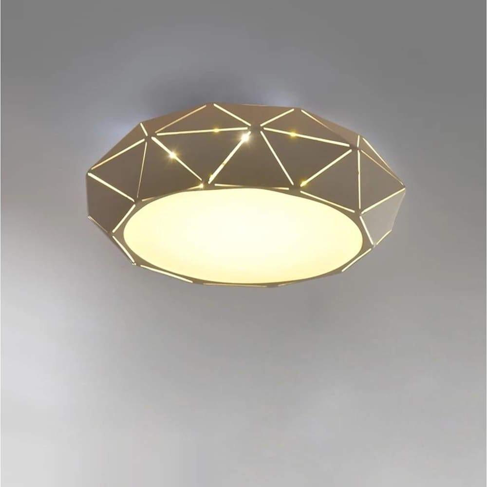 Modern Geometric Drum Shaped LED Flush Mount Ceiling Light for Living Room and Bedroom