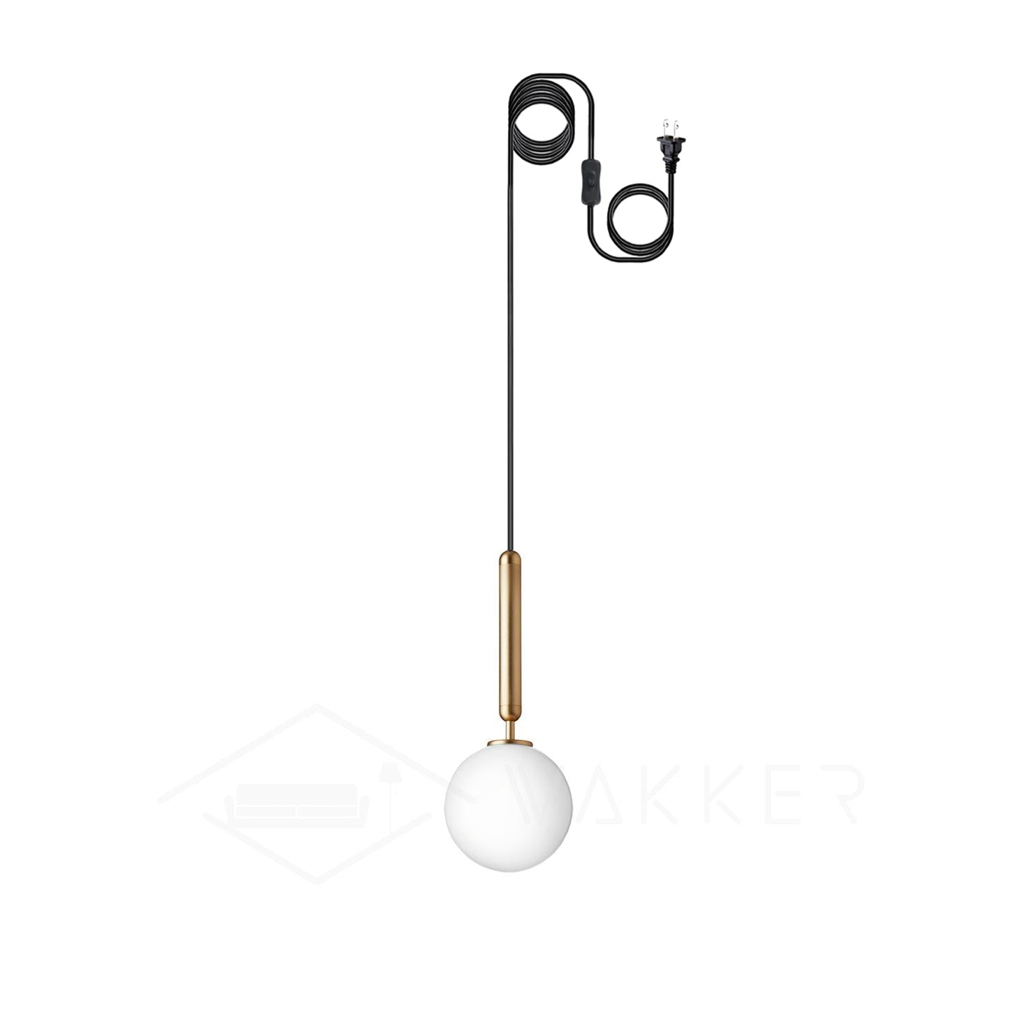 Elysian Glow Glass Sphere Pendant Swag Light with Brass Finish and Plug In Cord