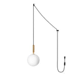 Elysian Glow Glass Sphere Pendant Swag Light with Brass Finish and Plug In Cord