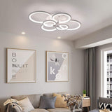 Modern Geometric Overlapping Ring LED Semi Flush Mount Ceiling Light for Living Room