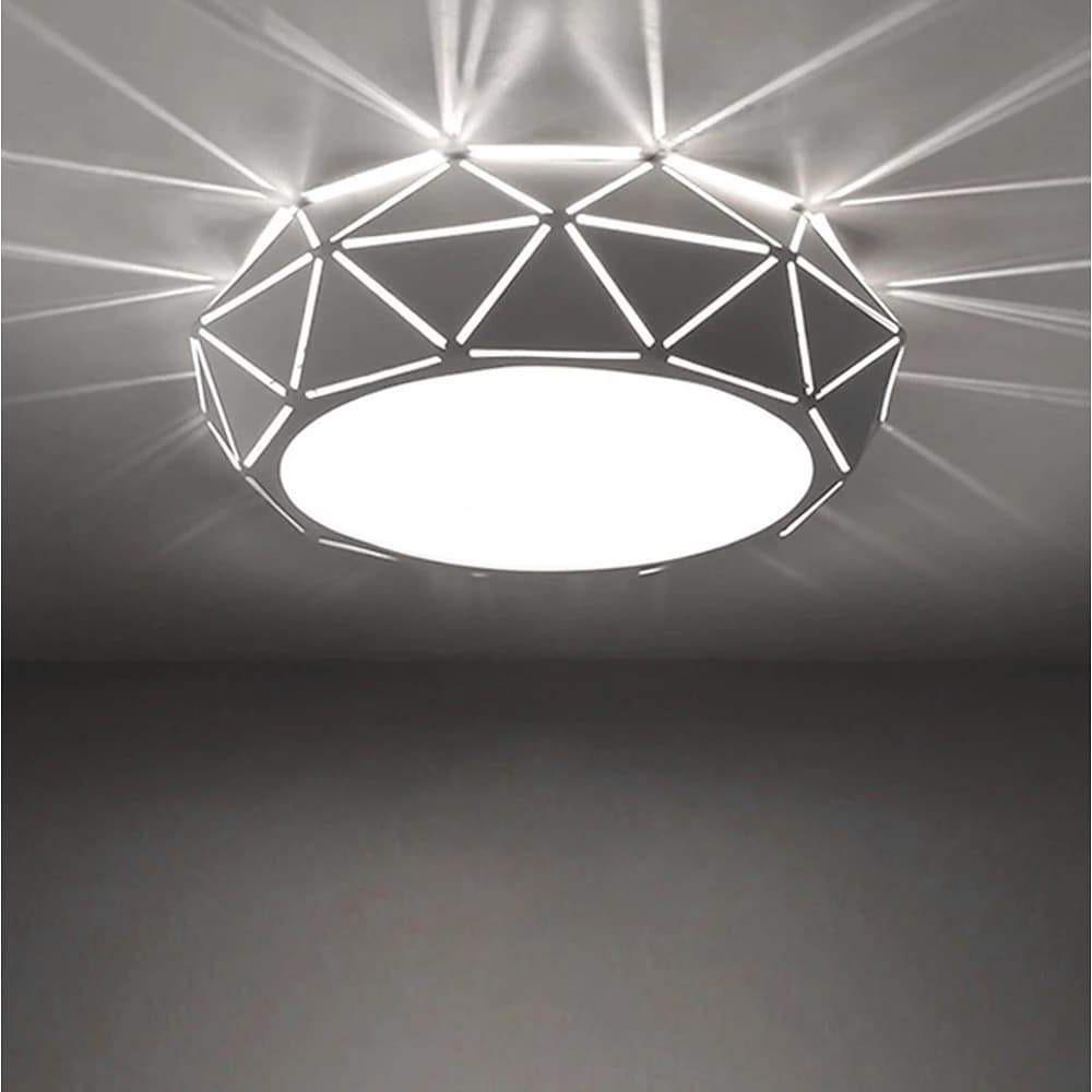 Modern Geometric Drum Shaped LED Flush Mount Ceiling Light for Living Room and Bedroom