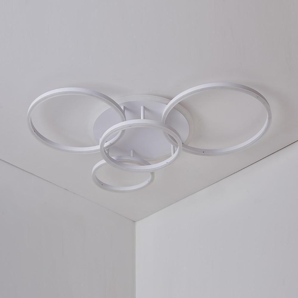 Modern 4 Ring LED Flush Mount Ceiling Light Dimmable Lighting Fixture with Remote Control