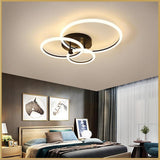 Gold Circular LED Flush Mount Ceiling Light Dimmable Modern Ring Chandelier Fixture