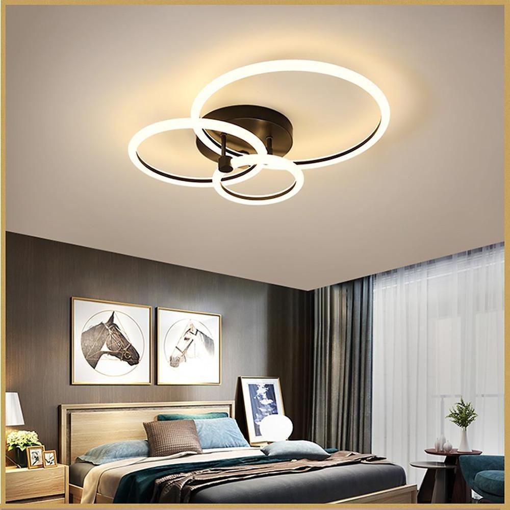 Gold Circular LED Flush Mount Ceiling Light Dimmable Modern Ring Chandelier Fixture