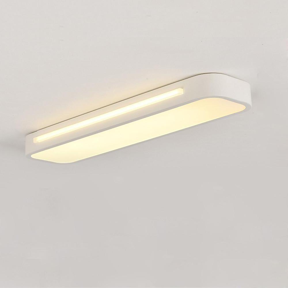 Modern 19 Inch Long Oval LED Flush Mount Ceiling Light Minimalist Rectangular Metal Fixture for Home