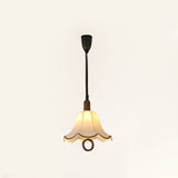 Eryn Mid Century Modern Beige Fabric Pendant Light with Walnut Wood Frame Hanging Ceiling Lamp