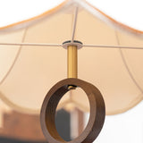 Eryn Mid Century Modern Beige Fabric Pendant Light with Walnut Wood Frame Hanging Ceiling Lamp