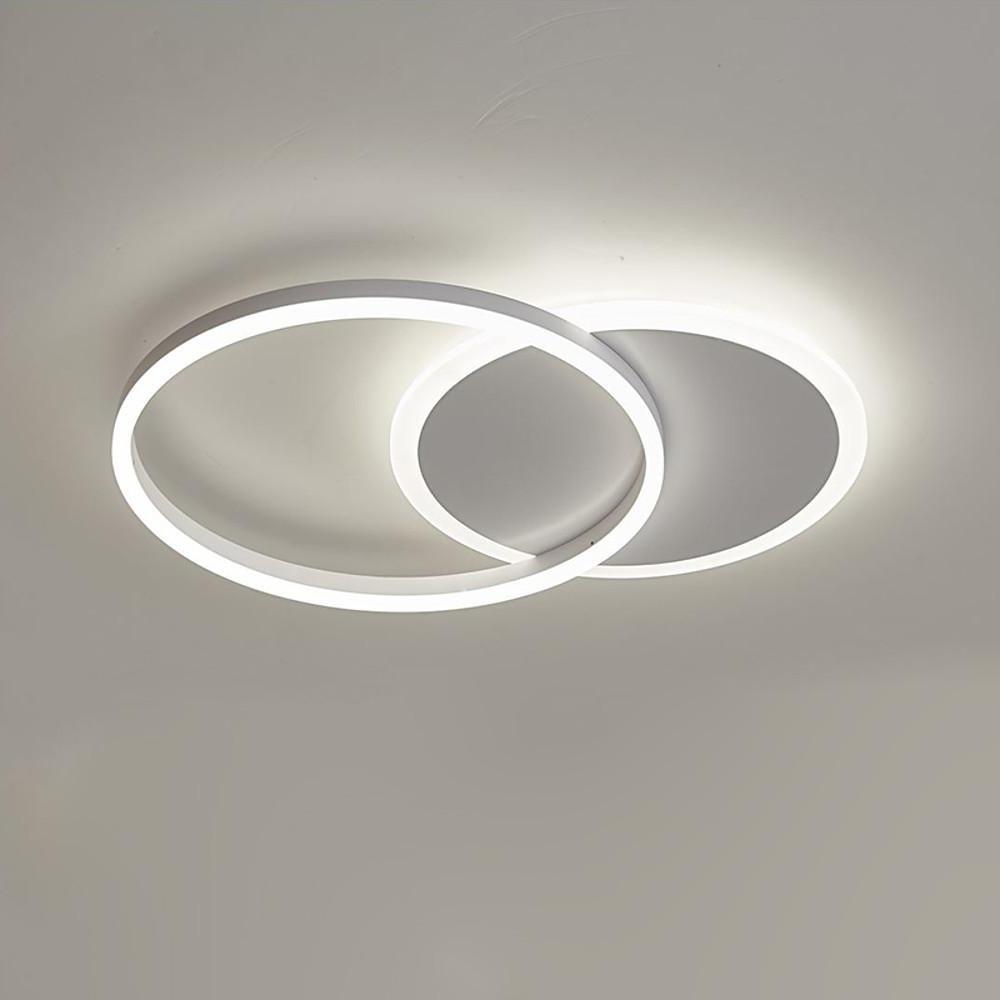 Modern 22 Inch Double Ring LED Flush Mount Ceiling Light Fixture for Living Room and Bedroom