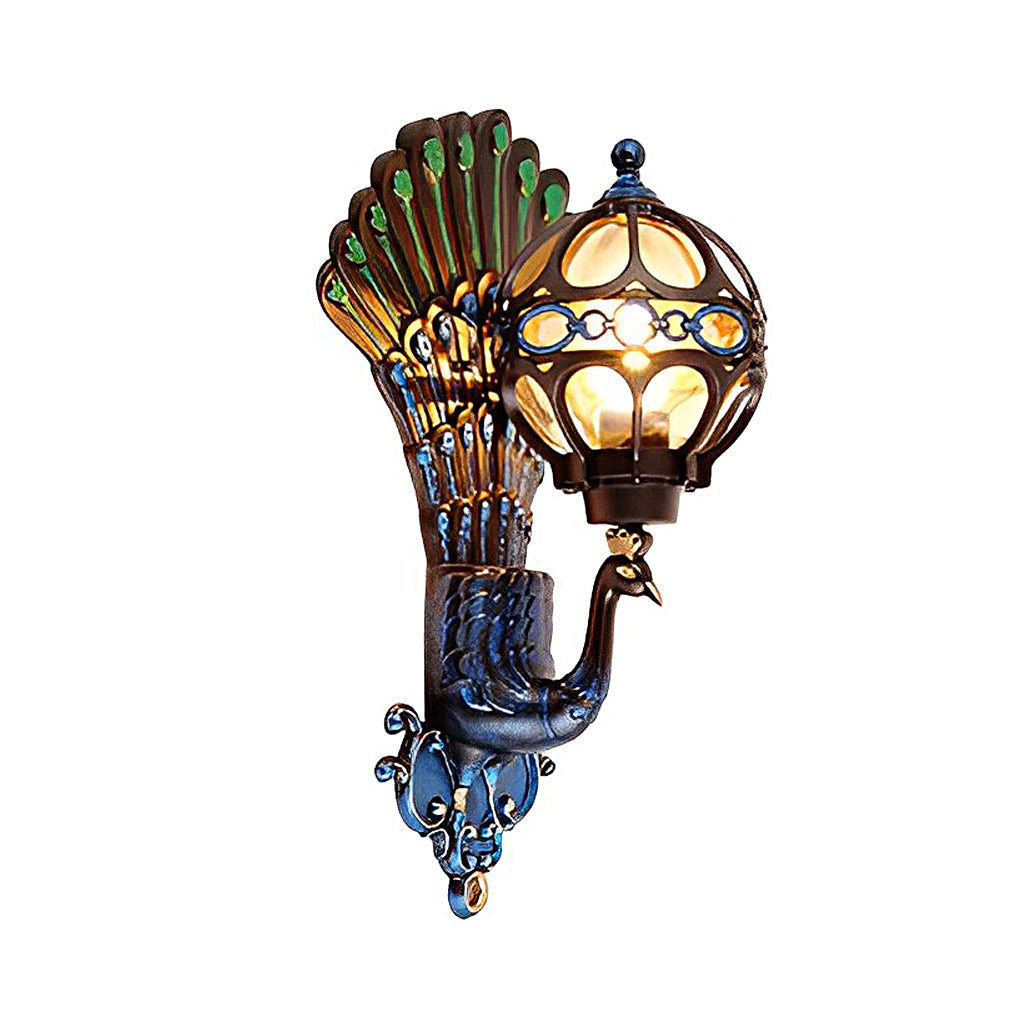 European Retro Peacock Outdoor Wall Light Waterproof Aluminum Exterior Garden Sconce