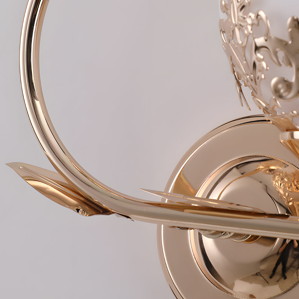 European Style 2 Light Glass Flower Wall Sconce Retro Interior Wall Lamp in Gold or Silver