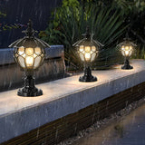 European Style Cognac Glass Flower Ball Pillar Lamp Waterproof Outdoor Post Light
