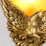 European Style Horse Head Wall Sconce Luxury Resin Gold Decorative Light for Bedroom
