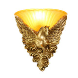 European Style Horse Head Wall Sconce Luxury Resin Gold Decorative Light for Bedroom