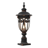 European Style Outdoor Pillar Lamp with Bubble Glass Shade Waterproof Black Aluminum Post Light