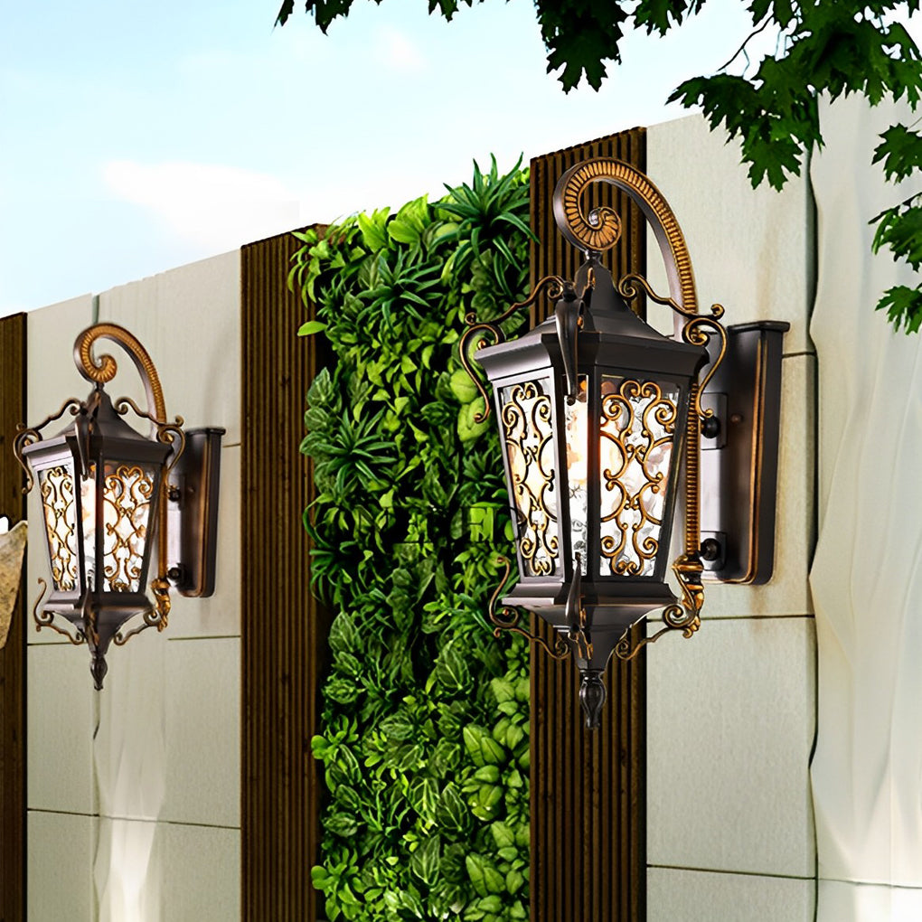 European Style Outdoor Wall Lamp Waterproof Black Aluminum Exterior Sconce for Porch and Garden