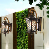European Style Outdoor Wall Lamp Waterproof Black Aluminum Exterior Sconce for Porch and Garden