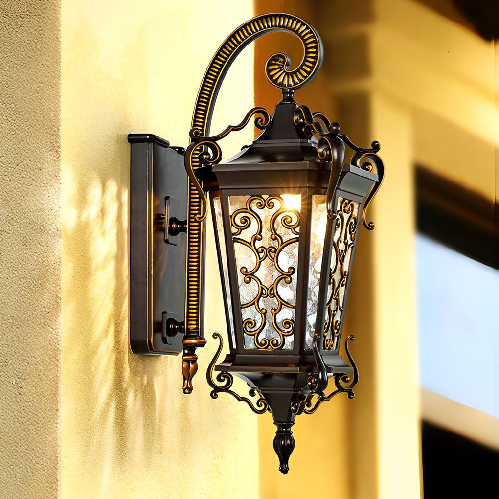European Style Outdoor Wall Lamp Waterproof Black Aluminum Exterior Sconce for Porch and Garden
