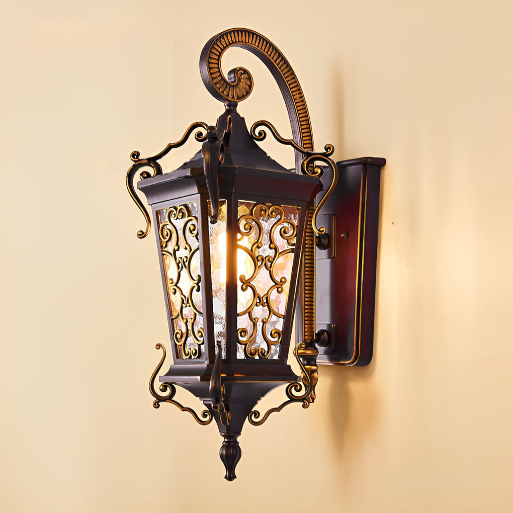 European Style Outdoor Wall Lamp Waterproof Black Aluminum Exterior Sconce for Porch and Garden