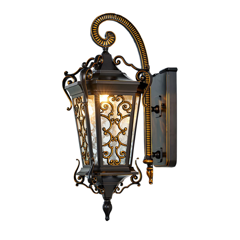European Style Outdoor Wall Lamp Waterproof Black Aluminum Exterior Sconce for Porch and Garden