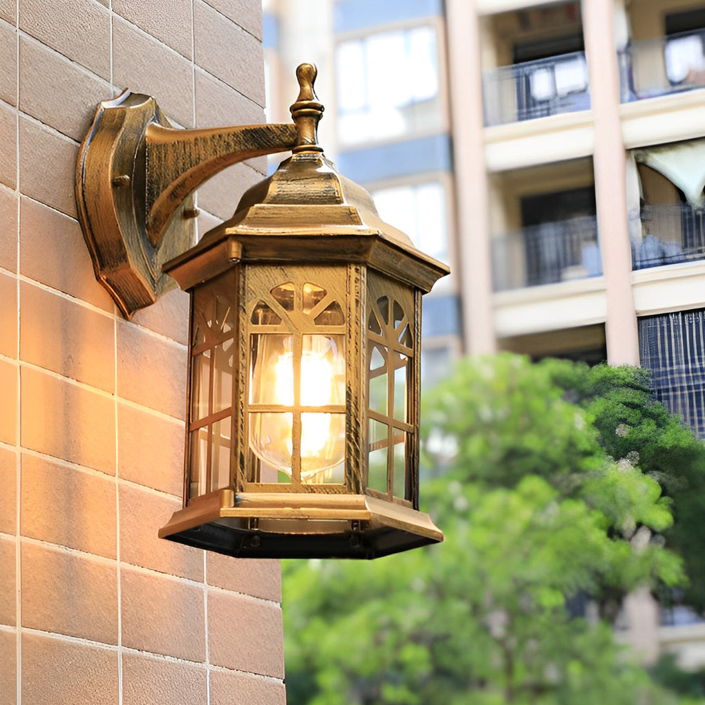 European Style Waterproof Aluminum Glass Outdoor Wall Sconce for Porch and Terrace