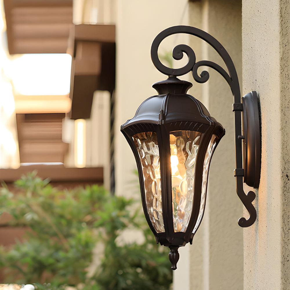 European Style Waterproof Die Cast Aluminum Outdoor Wall Sconce for Garden and Porch in Coffee Gold