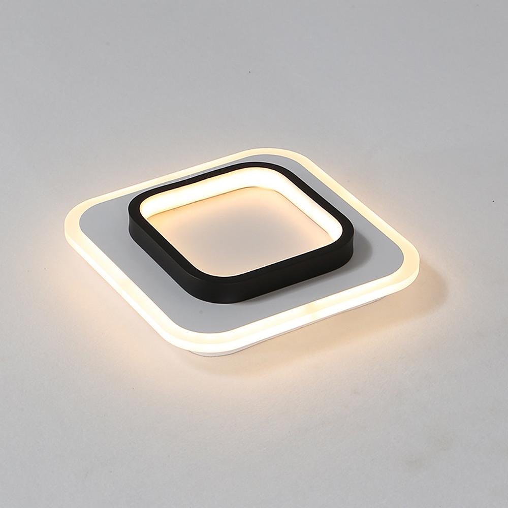Square Modern LED Flush Mount Ceiling Light 2 Light Integrated Fixture for Small Rooms
